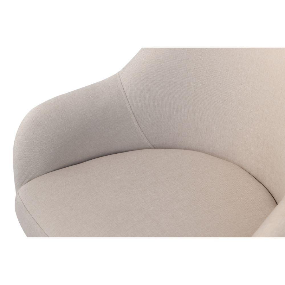 Conjunto Poltronas Decorativa Hera Linho Nude Couro Caramelo Com Base Giratória Em Alumínio - 6