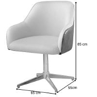 Conjunto Poltronas Decorativa Hera Linho Nude Couro Caramelo Com Base Giratória Em Alumínio - 3