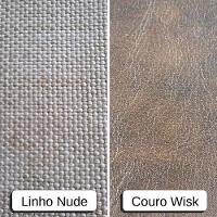Conjunto Poltronas Decorativa Hera Linho Nude Couro Caramelo Com Base Giratória Em Alumínio - 10