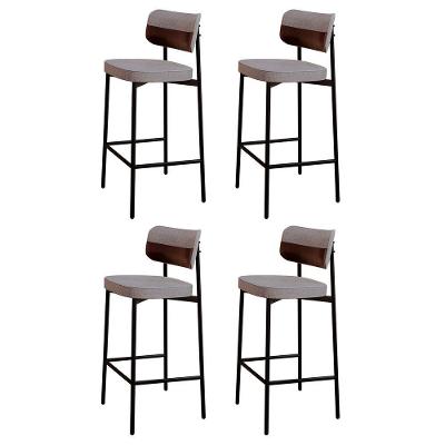 Banqueta Alta Bar Estofada Kit 4 Ella M25 Linho Cinza Cl-café - Mpozenato