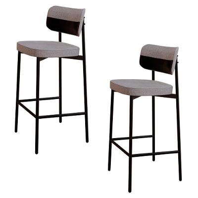 Banqueta Alta Bar Estofada Kit 2 Ella M25 Linho Cinza Cl-preto - Mpozenato