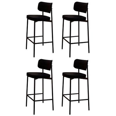 Banqueta Alta Bar Estofada Kit 4 Ella M25 Linho Preto - Mpozenato