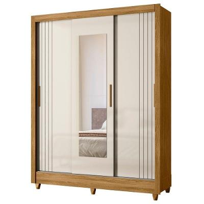 Guarda Roupa Solteiro Espelho 3 Portas Viena M07 Freijó/off - Mpozenato