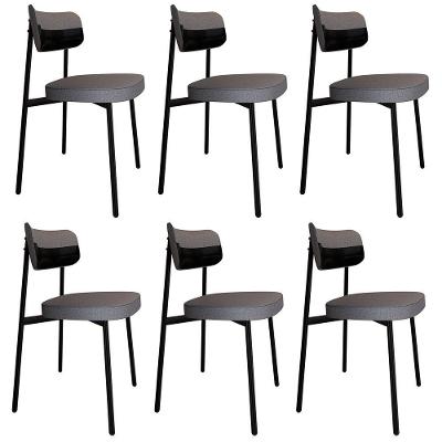 Cadeira De Jantar Estofada Kit 6 Ella M25 Linho Cinza/preto - Mpozenato