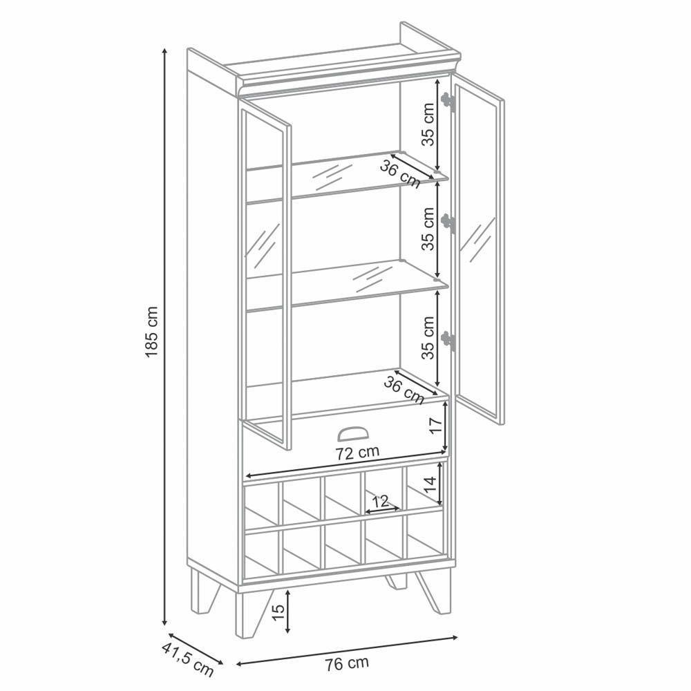 Cristaleira Adega Sala De Jantar ópera Off White/cinamomo - Hb Móveis - 4