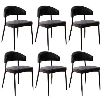 Cadeira De Jantar Estofada Kit 6 Chloe M25 Sintético Preto - Mpozenato