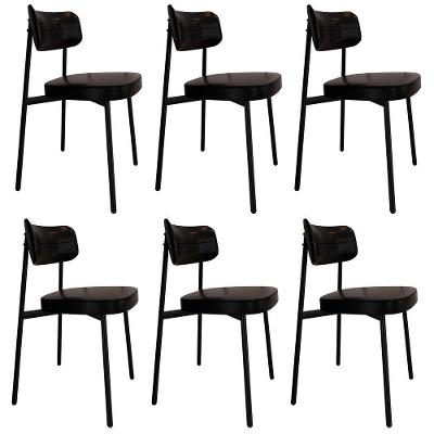 Cadeira De Jantar Estofada Kit 6 Ella M25 Sintético Preto - Mpozenato