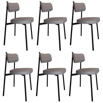 Cadeira De Jantar Estofada Kit 6 Ella M25 Linho Cinza Cl - Mpozenato