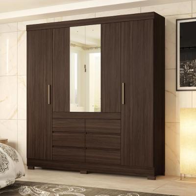 Guarda Roupa Casal Melissa 4 Portas 6 Gavetas Cafe Touch MDP com Espelho