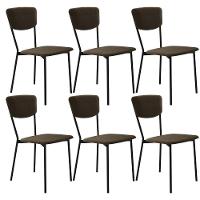 Kit 06 Cadeira Para Sala De Jantar Village Preto C01 Veludo Marrom Sand - Lyam Decor - 1