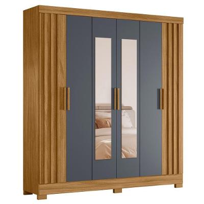 Guarda Roupa Casal 195cm Espelho Ripado Arlon M07 Freijó/cinza - Mpozenato