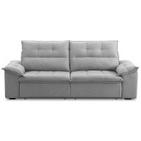 Sofá Retrátil Reclinável 3 Lugares Sala De Estar 245cm Camões F04 Linho Cinza - Lyam Decor - 2