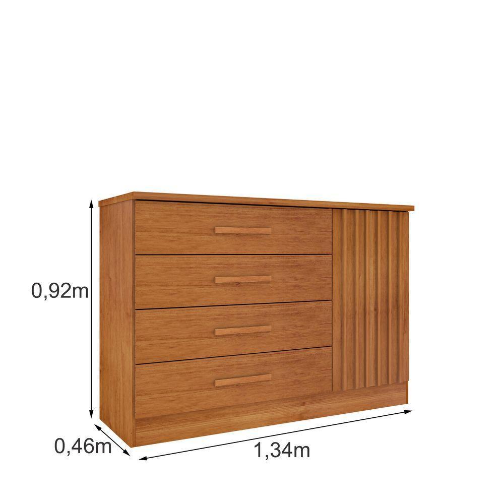 Cômoda Ripada Barcelona C- Sapateira 4 Gavetas Com 1 Porta Tcil Cinamomo - 2