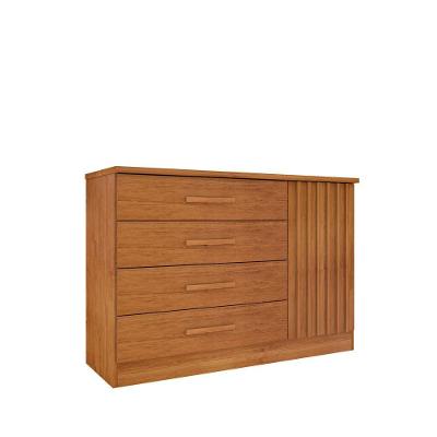 Cômoda Barcelona 4 Gavetas em MDF e MDP com Puxador em MDF Amadeirado para Quarto