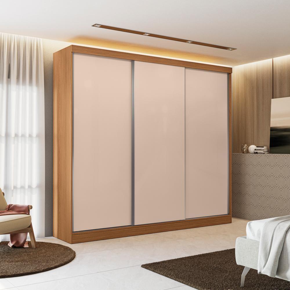 Guarda-roupas 3 Portas De Correr Reversíveis Kappesberg Canela/macadâmia - 1