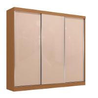 Guarda-roupas 3 Portas De Correr Reversíveis Kappesberg Canela/macadâmia - 2
