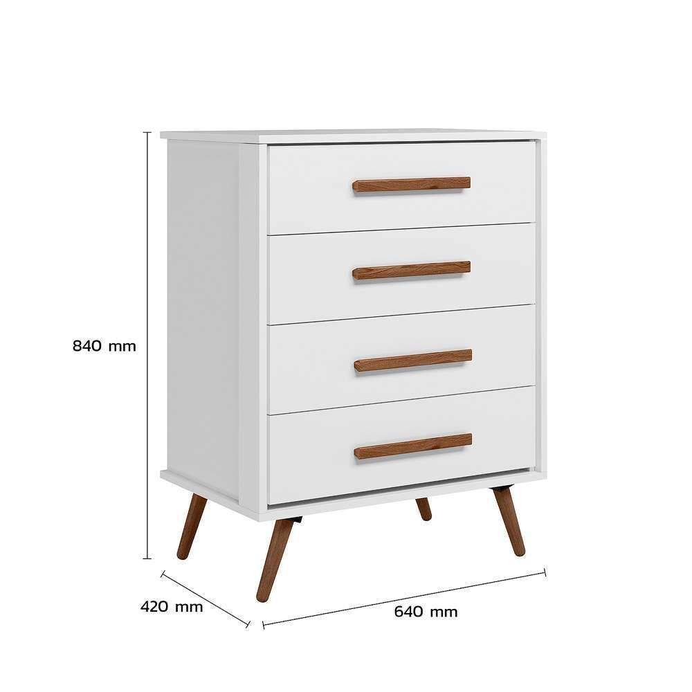Comoda 4 Gavetas Que Encanto Retro Branco Acetinado - 3