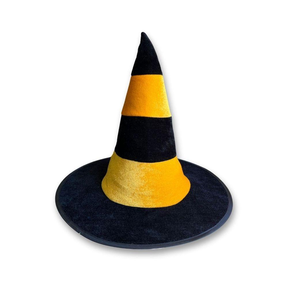 Chapéu De Bruxa Preto Com Listras Alaranjadas - 1