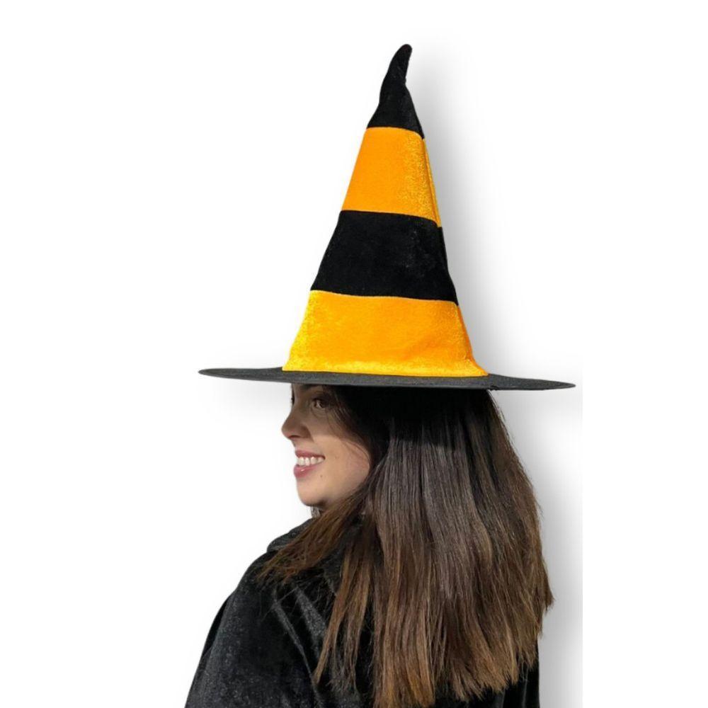 Chapéu De Bruxa Preto Com Listras Alaranjadas - 2