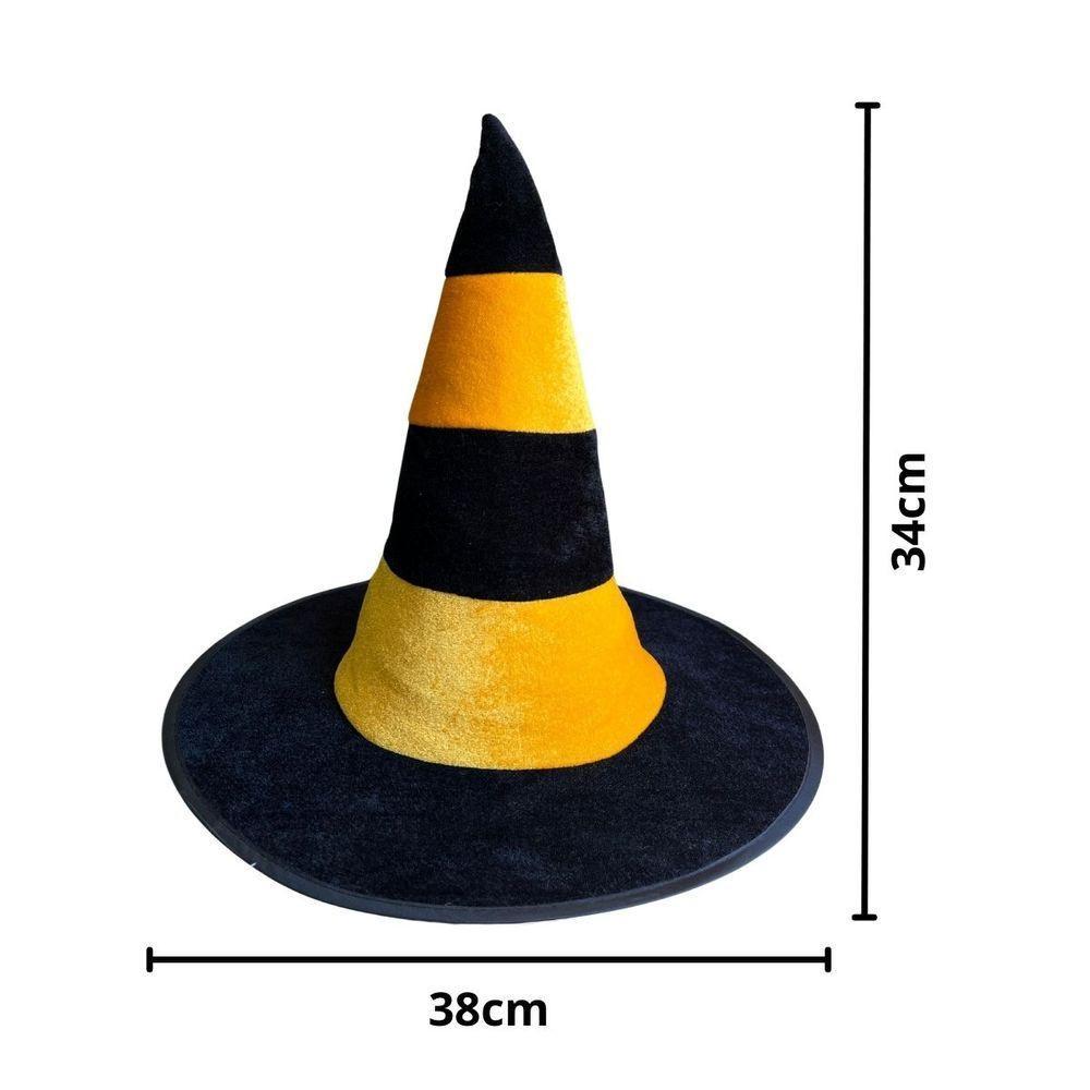 Chapéu De Bruxa Preto Com Listras Alaranjadas - 7
