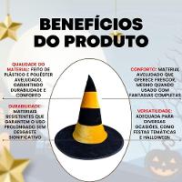 Chapéu De Bruxa Preto Com Listras Alaranjadas - 8