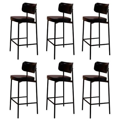Banqueta Alta Bar Estofada Kit 6 Ella M25 Sintético Preto - Mpozenato