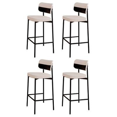 Banqueta Alta Bar Estofada Kit 4 Ella M25 Linho Palha-preto - Mpozenato