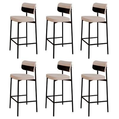 Banqueta Alta Bar Estofada Kit 6 Ella M25 Linho Areia-preto - Mpozenato