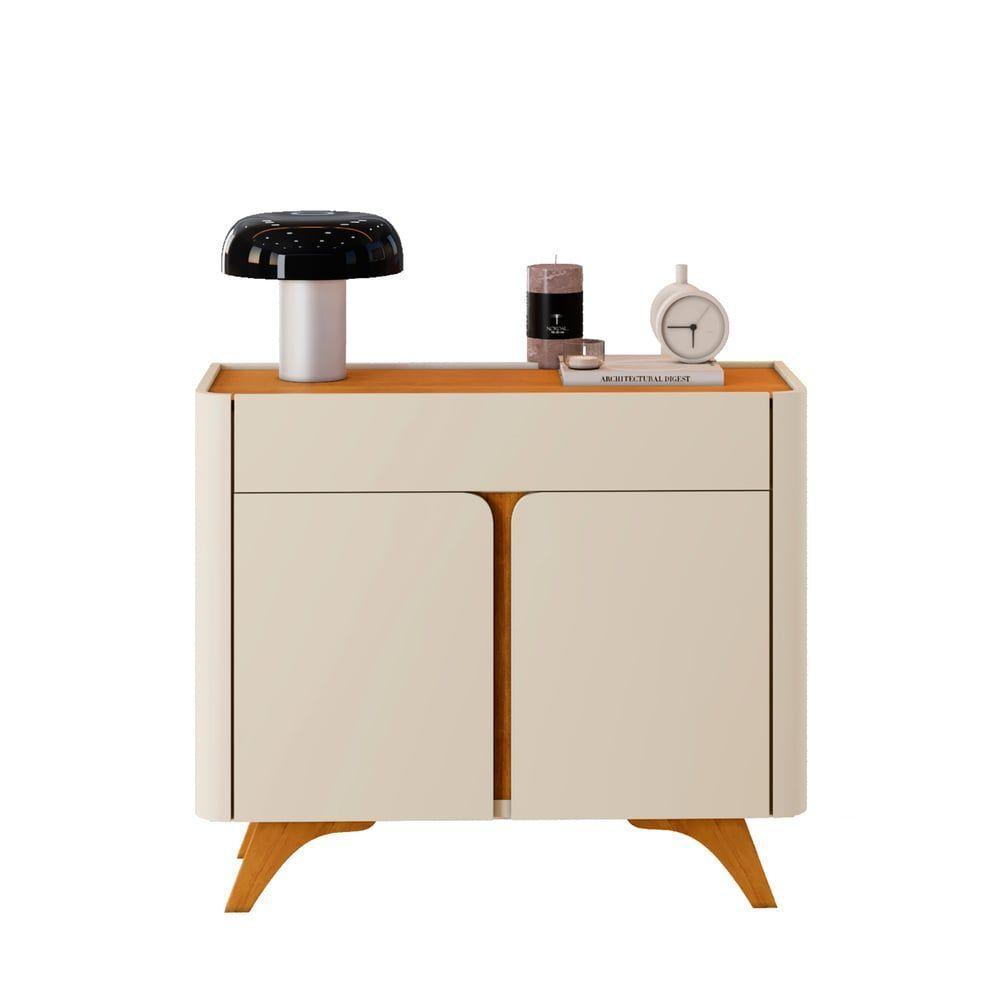 Buffet Aros 2 Portas Pés Madeira Maciça - Mavaular Off White-naturalle - 2