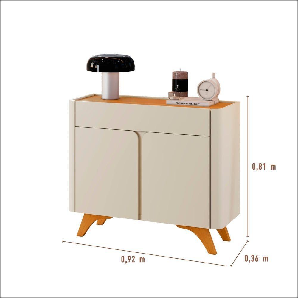 Buffet Aros 2 Portas Pés Madeira Maciça - Mavaular Off White-naturalle - 10