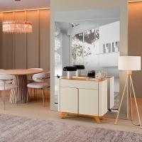 Buffet Aros 2 Portas Pés Madeira Maciça - Mavaular Off White-naturalle