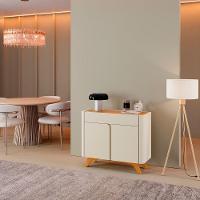 Buffet Aros 2 Portas Pés Madeira Maciça - Mavaular Off White-naturalle - 6