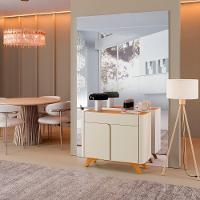 Buffet Aros 2 Portas Pés Madeira Maciça - Mavaular Off White-naturalle - 7