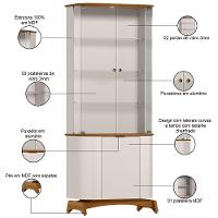 Cristaleira Para Sala De Jantar Bar 3 Portas Verbena N01 Off White Ypê - Lyam Decor - 6