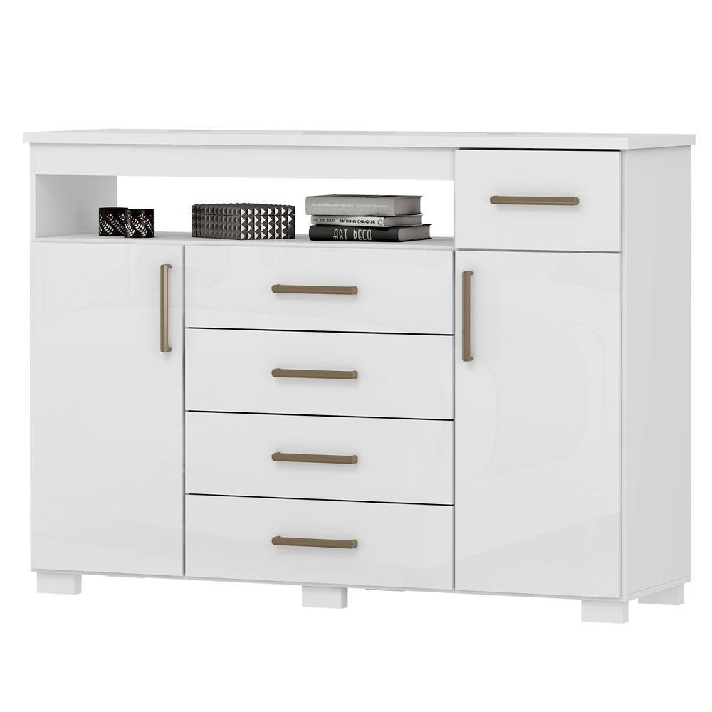 Comoda 5 Gavetas 2 Portas 152 Cm Ols Co008 Branco Neve Mxm - 4