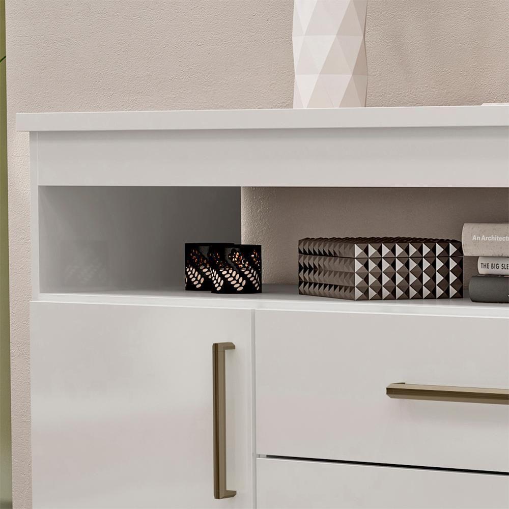 Comoda 5 Gavetas 2 Portas 152 Cm Ols Co008 Branco Neve Mxm - 6