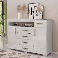 Comoda 5 Gavetas 2 Portas 152 Cm Ols Co008 Branco Neve Mxm - 1