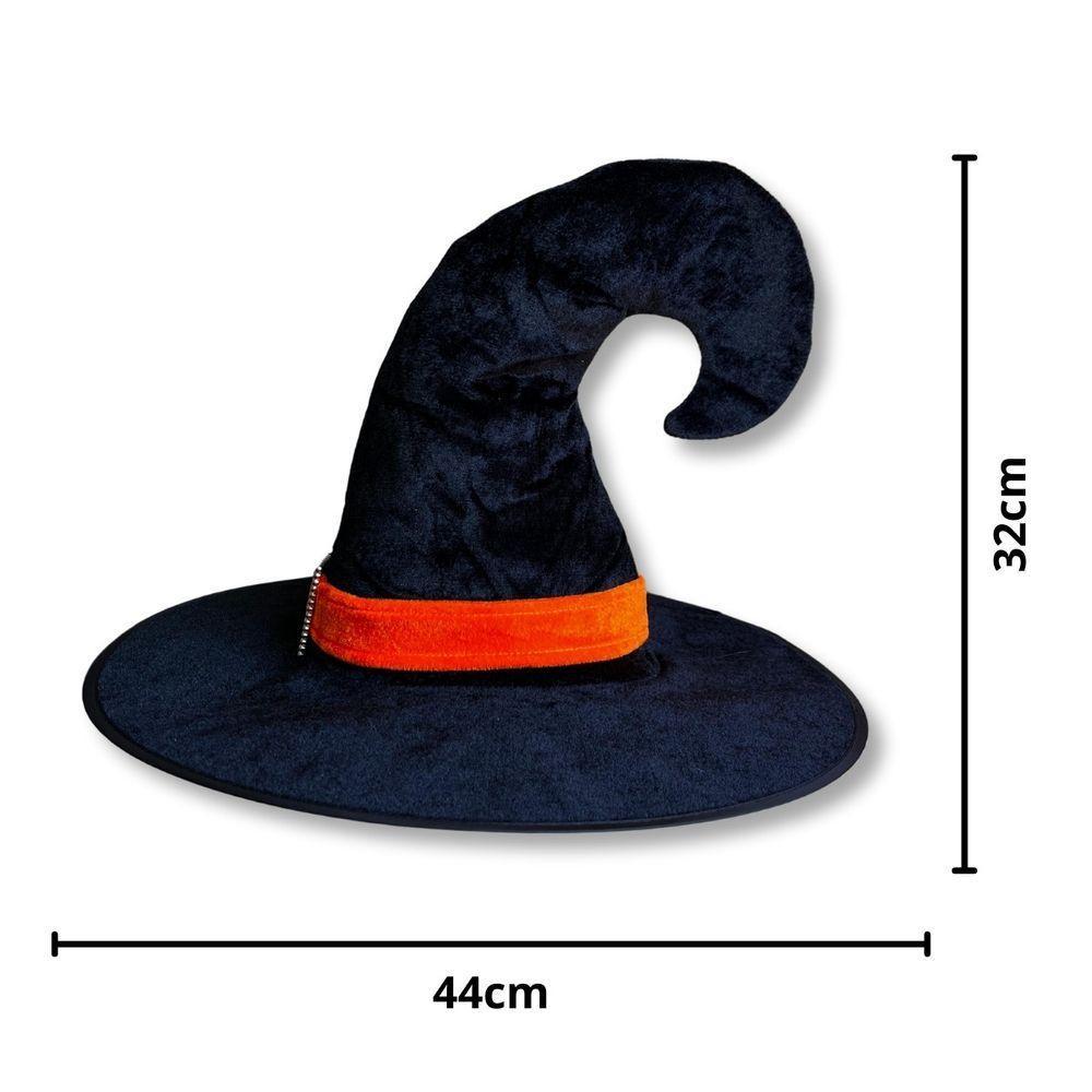 Chapéu De Bruxa Preto Com Fecho E Faixa Laranja Veludo - 9