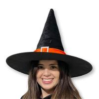 Chapéu De Bruxa Preto Com Fecho E Faixa Laranja Veludo - 2