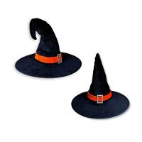 Chapéu De Bruxa Preto Com Fecho E Faixa Laranja Veludo - 3