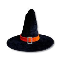 Chapéu De Bruxa Preto Com Fecho E Faixa Laranja Veludo - 6