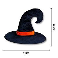 Chapéu De Bruxa Preto Com Fecho E Faixa Laranja Veludo - 9