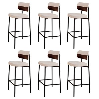 Banqueta Alta Bar Estofada Kit 6 Ella M25 Linho Palha-café - Mpozenato