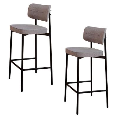 Banqueta Alta Bar Estofada Kit 2 Ella M25 Linho Cinza Cl - Mpozenato