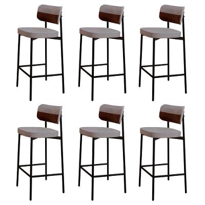Banqueta Alta Bar Estofada Kit 6 Ella M25 Linho Cinza Cl-whisky - Mpozenato