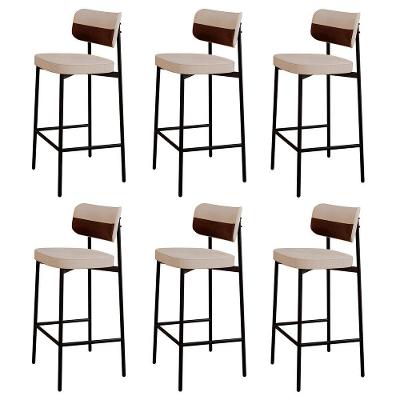 Banqueta Alta Bar Estofada Kit 6 Ella M25 Linho Areia-whisky - Mpozenato