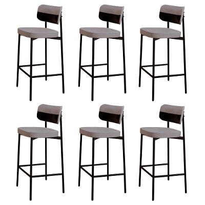 Banqueta Alta Bar Estofada Kit 6 Ella M25 Linho Cinza Cl-preto - Mpozenato