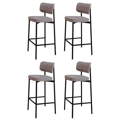 Banqueta Alta Bar Estofada Kit 4 Ella M25 Linho Cinza Cl - Mpozenato