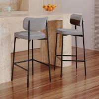 Banqueta Alta Bar Estofada Kit 3 Ella M25 Linho Cinza Cl-whisky - Mpozenato - 2