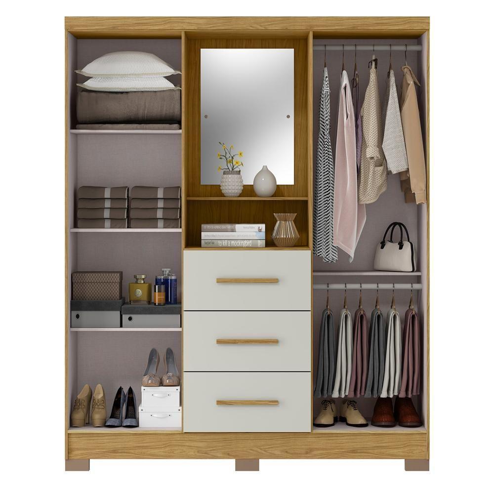 Guarda Roupa 4 Portas Com Espelho Capelinha Rg139 Marrocos Off White Mxm - 3